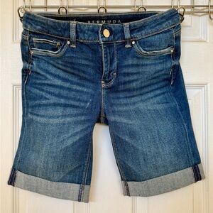 White House Black Market Women’s Denim Bermuda Shorts - Cuffed Hem - Size 2